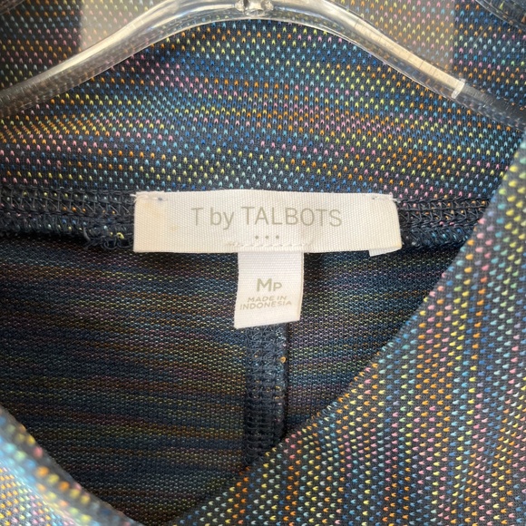 T By Talbots Sz Mp or M reg Blue Heather Space Pattern Pullover Sweatshirt - Picture 2 of 9